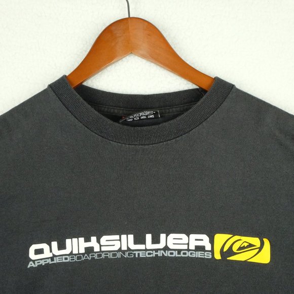 Quiksilver Mens T Shirt Large Vintage Long Sleeve Spell Out Logo Skateboarding - Picture 3 of 10